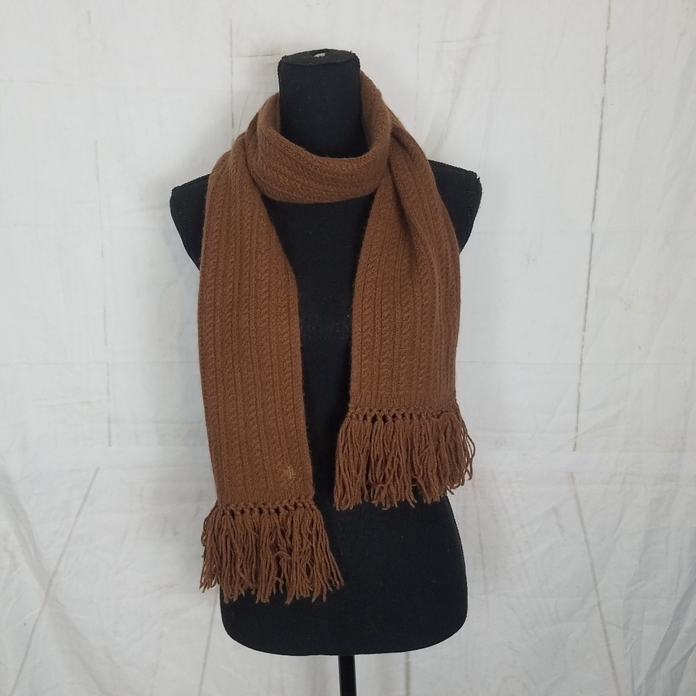 Lauren Ralph Lauren brown lambswool rabbit hair blend scraf
